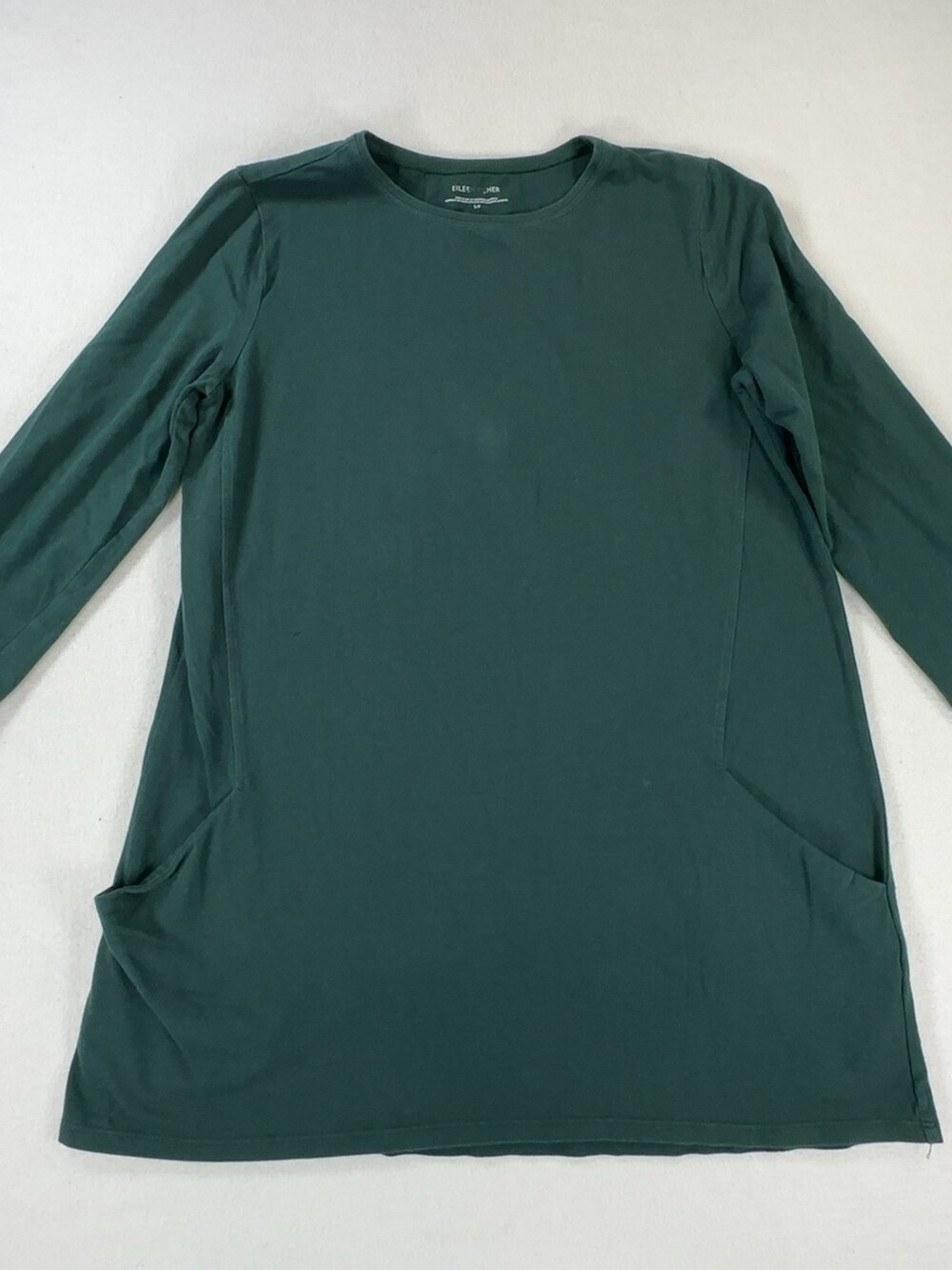 Eileen Fisher Shift Dress Organic Cotton Forest Green Women's Size Small